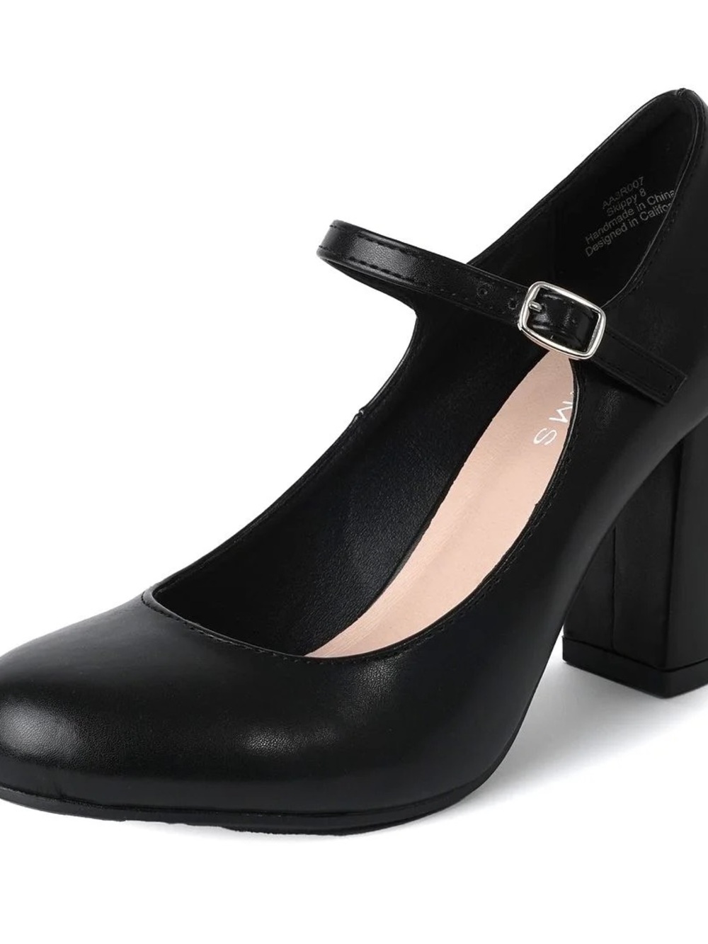 Black Mary Jane Block Heel Pump with Buckle Strap - Women
